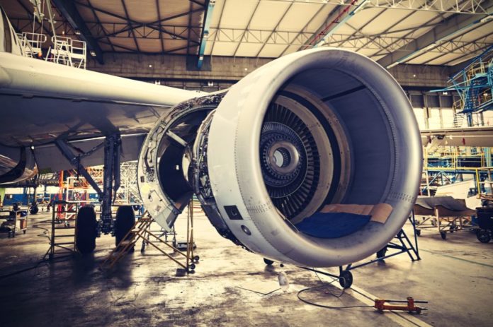 assembly airplane jet engine