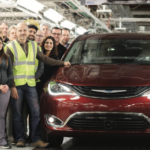 Windsor Assembly Plant employees celebrate the launch of the Chrysler Pacifica Hybrid