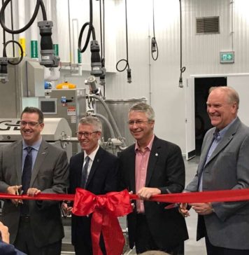 Cultivating the Agriculture Innovation Sector in Guelph Mirexus Guleph Grand Opening Mayor Cam Guthrie, Malcolm Campbell, MP Lloyd Longfield, Trevor Jones